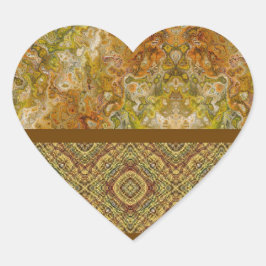 Earthtone Sampler Heart Stickers Hjärtformat Klistermärke