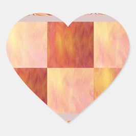 Earthtone Skies Tiles Heart Stickers Hjärtformat Klistermärke