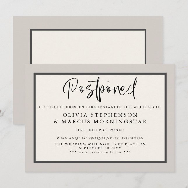 Earthtones - Modernt uppskjutet evenemangsutlysand Inbjudningar (Fram/baksida)