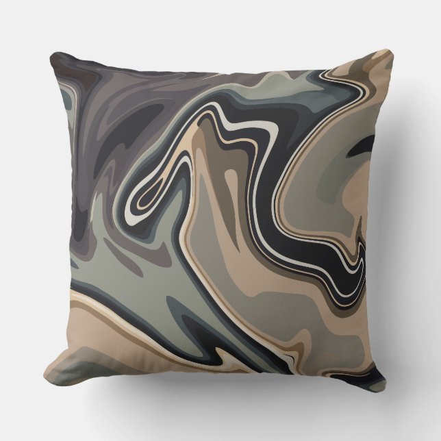 Earthy Abstract Waves with Neutral Tones  Kudde (Framsida)