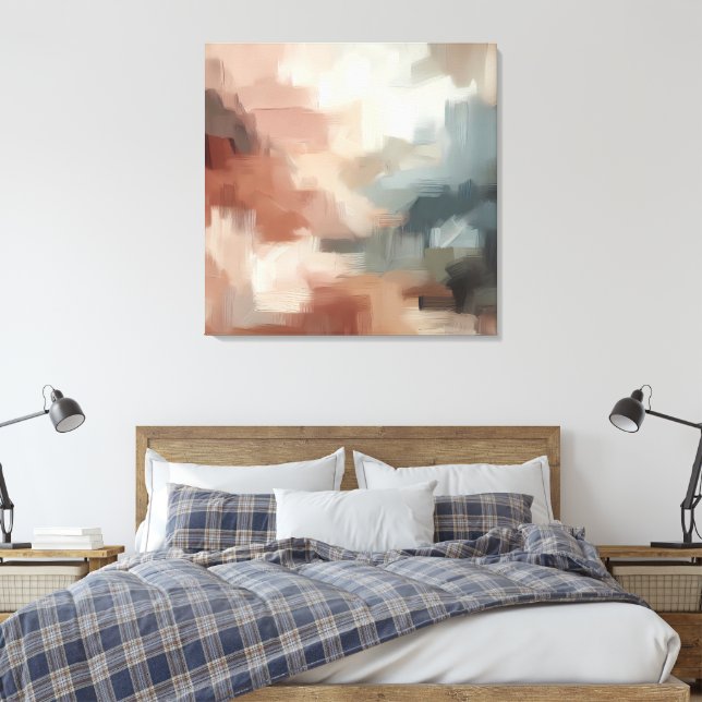 Earthy Abstrakt Brushstroke Art Canvastryck (Insitu (sovrum))