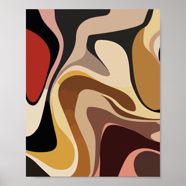 Earthy Abstrakt Swirl Art Poster (Framsidan)