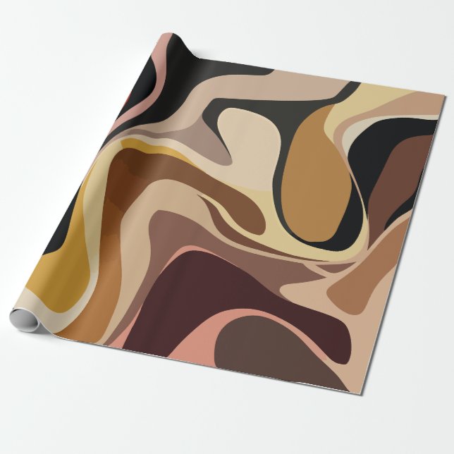 Earthy Abstrakt Swirl Art Presentpapper (Utrullad)