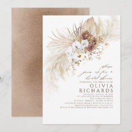 Earthy and White Flowers Boho Möhippa Inbjudningar