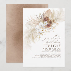 Earthy and White Flowers Boho Möhippa Inbjudningar