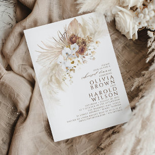 Earthy and White Flowers Boho Rehearsal Dinner Inbjudningar