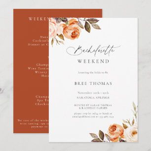 Earthy Autumn Blommigt Bachelorette Helg Invati Inbjudningar
