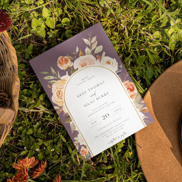 Earthy Autumn Botanical Blommigt Arch Ram Bröllop Inbjudningar
