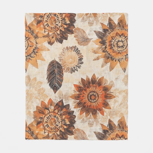 Earthy Autumn Mandala Fleecefilt (Framsidan)