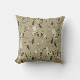 Earthy Beige Camo Nature Färg Paint Splatter Kudde