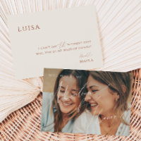 Earthy Beige Faded Photo Matron of Honor Card