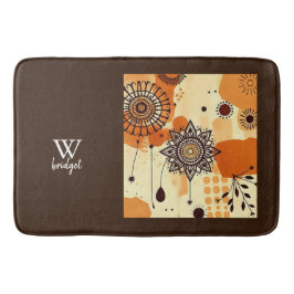 Earthy Blommigt Mandala Warm Boho Mönster Badrumsmatta