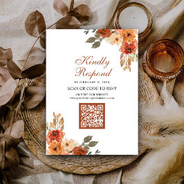 Earthy Blommigt Terracotta QR Code OSA Bröllop Tilläggskort