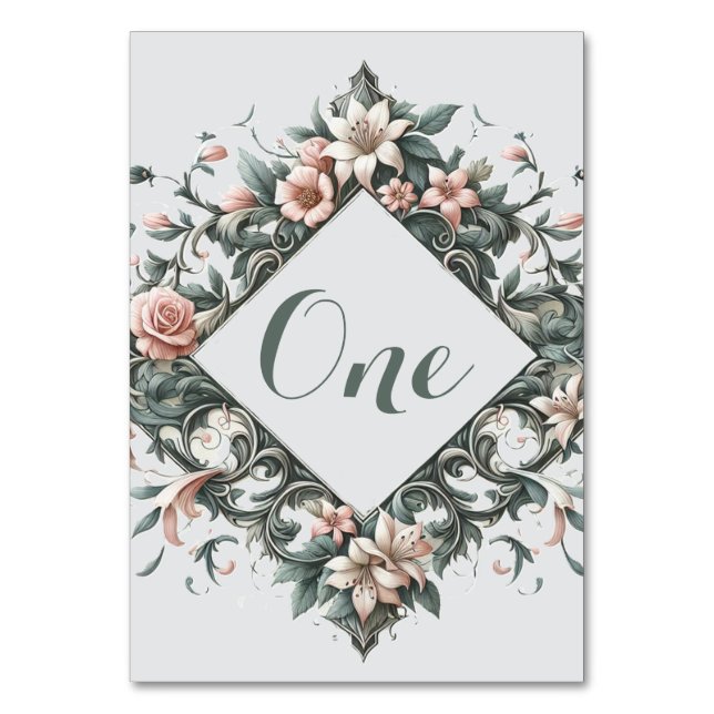 Earthy Blommigt Vine Bordsnummer (Framsidan)