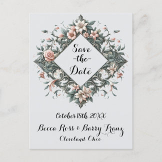 Earthy Blommigt Vine Postcard Meddelande Vykort