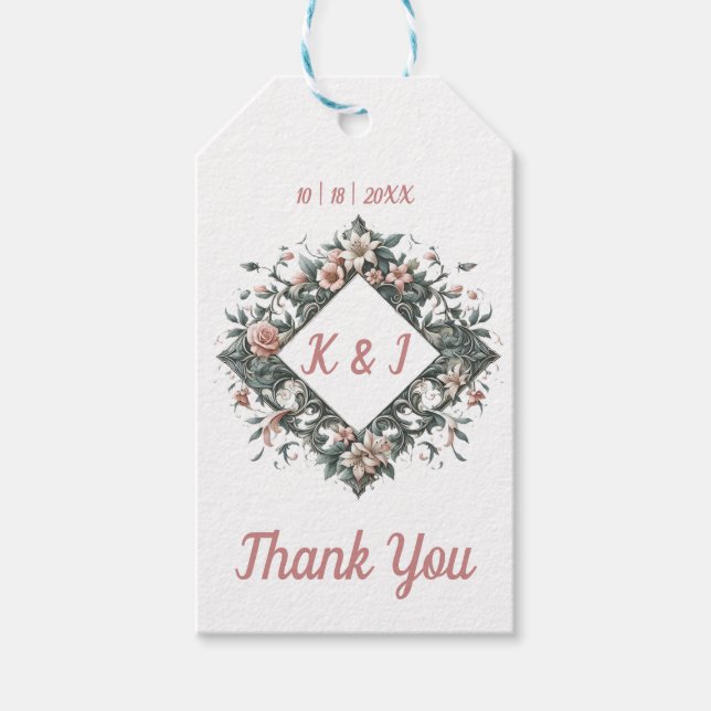 Earthy Blommigt Vine Presentetikett (Framsidan)