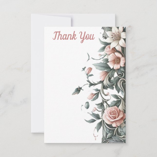 Earthy Blommigt Vine Tack Kort (Framsida)