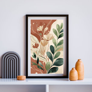 Earthy Bloom - Abstrakt Botanical Wall Art X Poster