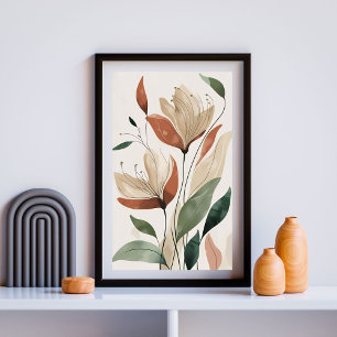 Earthy Bloom - Abstrakt Botaniskt Wall Art III Poster