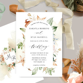 Earthy Blooms Beige Stains, Elegant Arch Bröllop I Inbjudningar