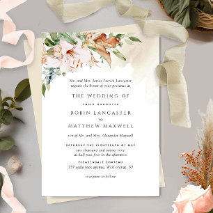 Earthy Blooms Elegant Beige Formal Bröllop-inbjuda Inbjudningar