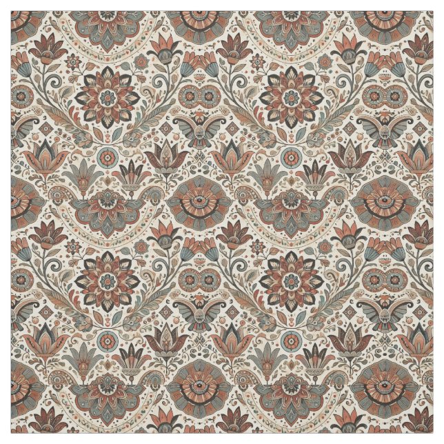Earthy Bohemian Blommigt Fabric Tyg (Provkarta)