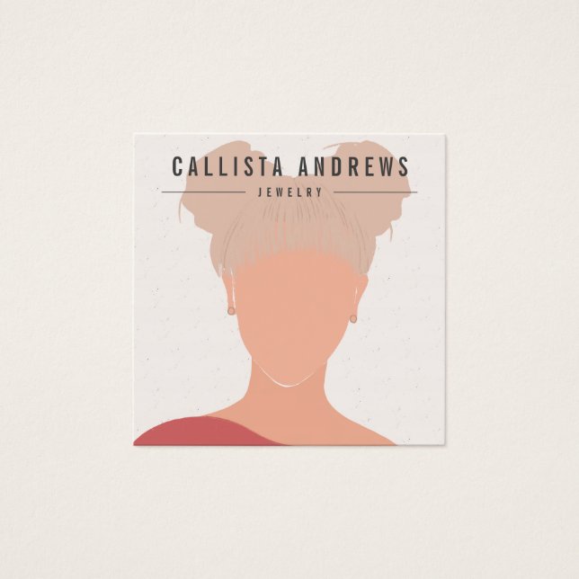 Earthy Bohemian Blonde Girl Earring Visning Card Fyrkantigt Visitkort (Framsida)