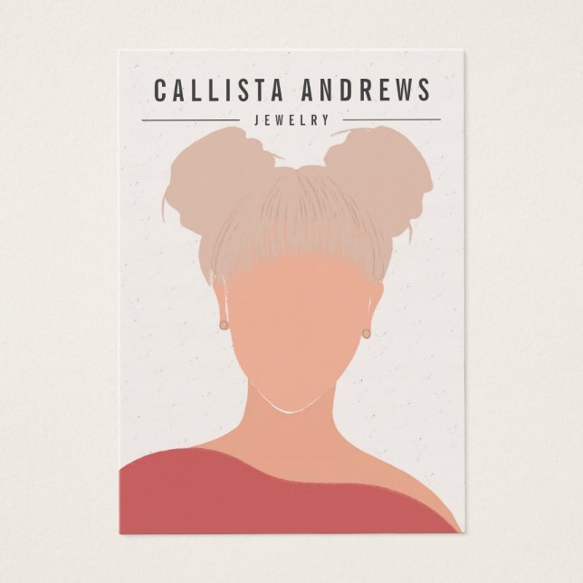 Earthy Bohemian Blonde Girl Earring Visning Card Visitkort (Framsidan)