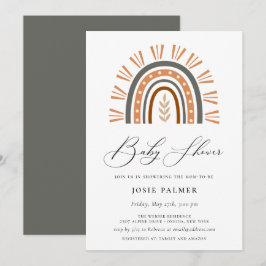 Earthy Bohemian Rainbow Baby Shower-inbjudan Inbjudningar