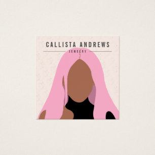 Earthy Bohemian Rosa Girl Earring Visning Card Fyrkantigt Visitkort