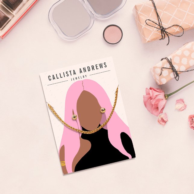 Earthy Bohemian Rosa Girl Girl Earring Necklace Vi Visitkort (Skapare uppladdad)