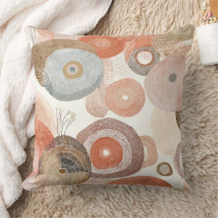 Earthy Boho Abstrakt Circles Organisk design Kudde