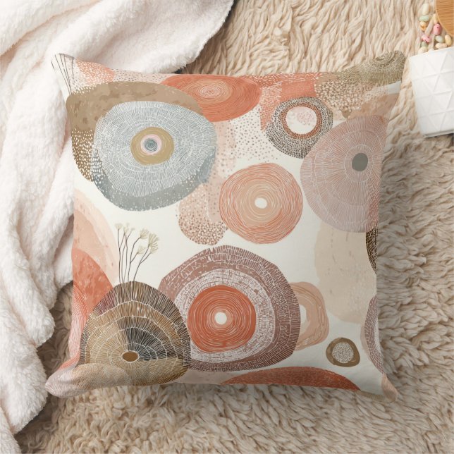 Earthy Boho Abstrakt Circles | Organisk design Kudde (Filt)