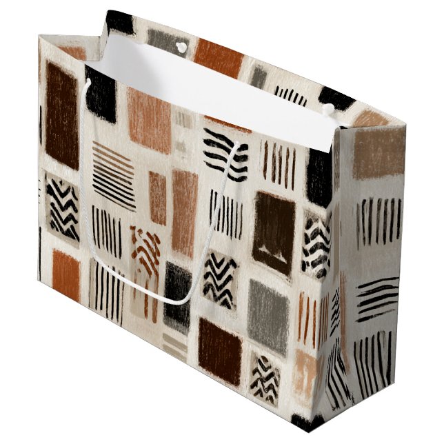 Earthy Boho Abstrakt Grid - Hand-Drawn Struktur (Framsidan Vinklad)