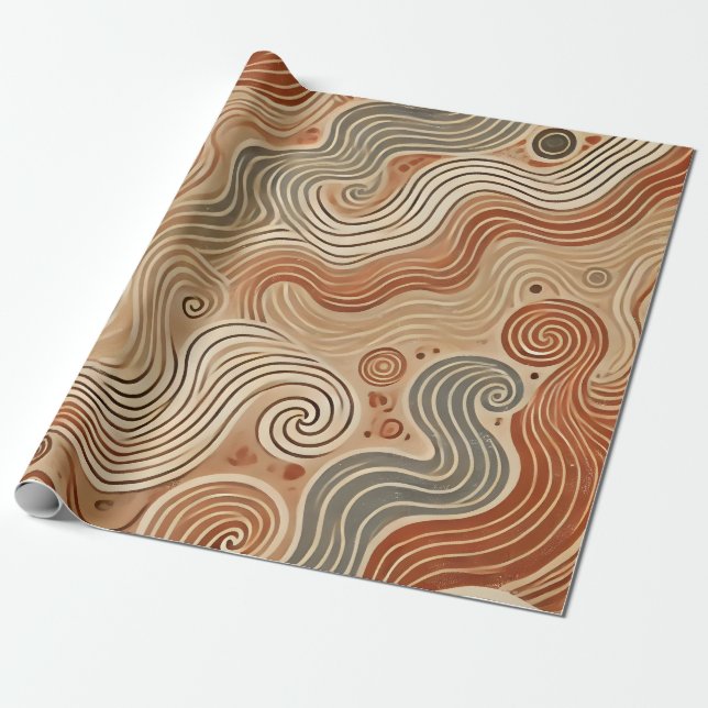 Earthy Boho Abstrakt i Terracotta Tones Presentpapper (Utrullad)