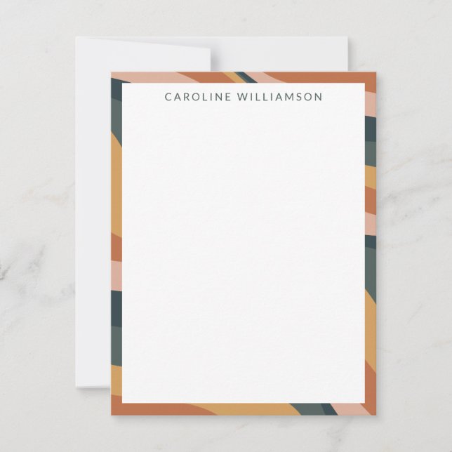 Earthy Boho Abstrakt Linjer Terracotta Personlig Anteckningskort (Framsida)
