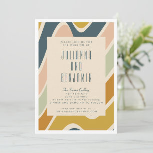 Earthy Boho Abstrakt Vågigt Swirl Pastel Bröllop Inbjudningar