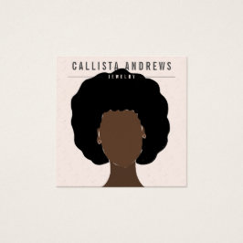 Earthy Boho Black Hair Girl Earring Visning Card Fyrkantigt Visitkort