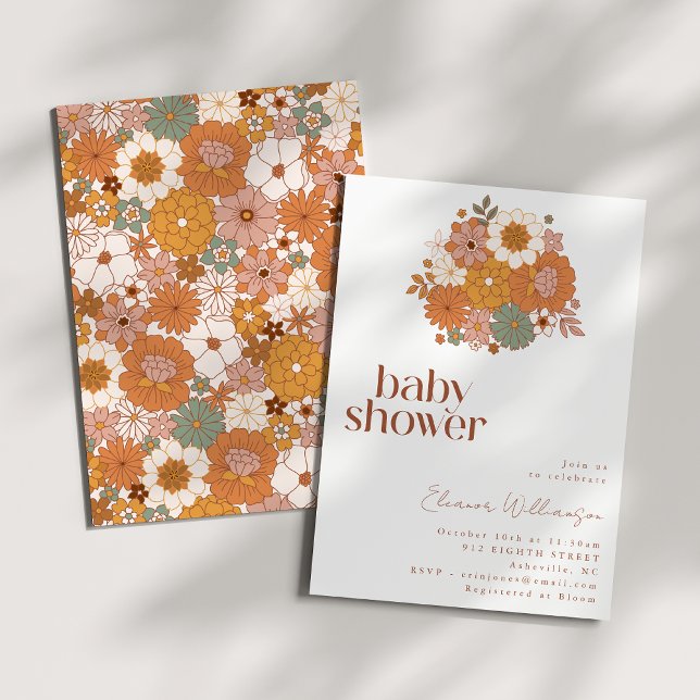 Earthy Boho Blommigt Cute Simple Baby Shower Inbjudningar (Skapare uppladdad)
