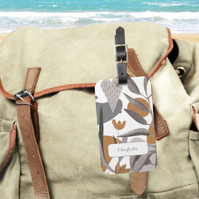 Earthy Boho Botanical Blommigt Bagagebricka (Botanical Boho Chic Floral Your Name Luggage Tag ©Susanne Sachers - Sunny Wanderlust 🌞✈️)