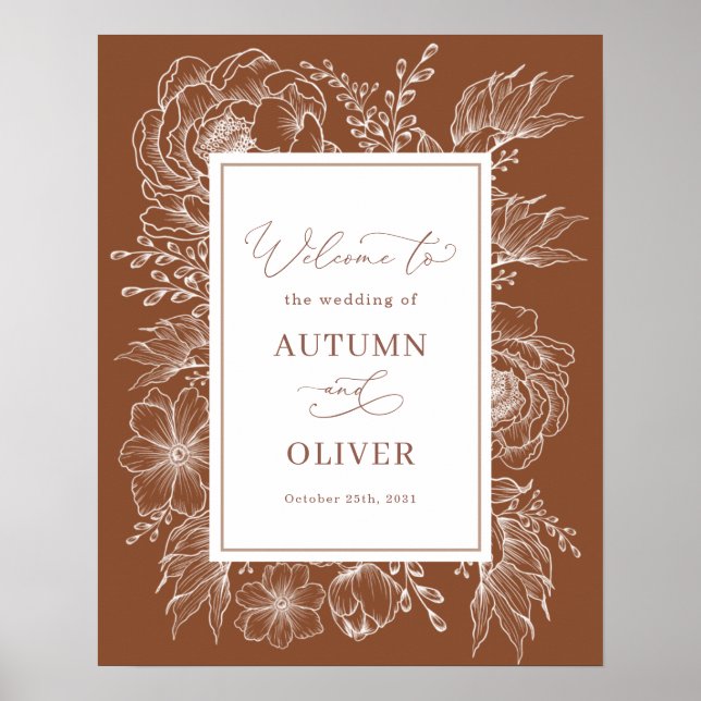 Earthy Boho Botanical Terracotta Bröllop Välkommen Poster (Framsidan)