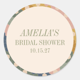 Earthy Boho Chic Vintage Anpassad Bröllopsdusch Runt Klistermärke