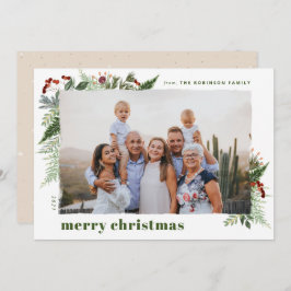 Earthy Boho Greenery Dry Push-julfoto Julkort