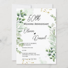 Earthy Boho Greenery Wedding Anniversary  Inbjudningar