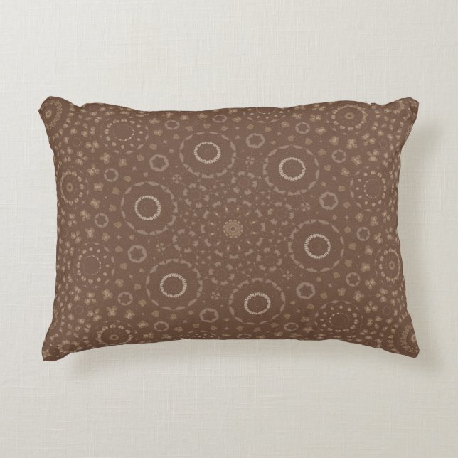 Earthy Boho Mandala Geometric Mönster | Brown Rust Prydnadskudde (Framsidan)
