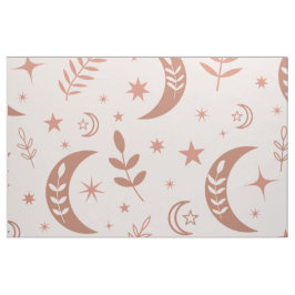Earthy boho måne mönster med stjärnor och löv tyg