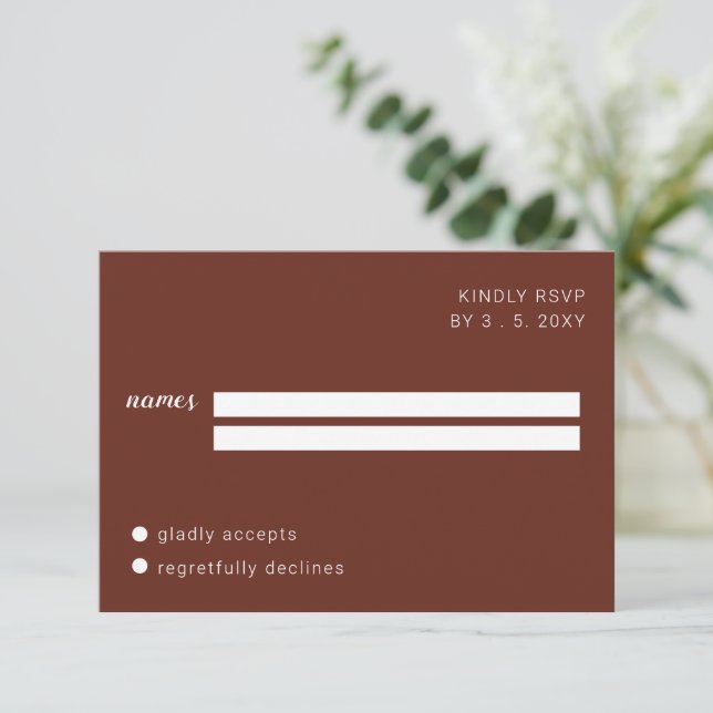 Earthy Boho Minimalist Script Calligraphy Bröllop OSA Kort (Stående Fram)
