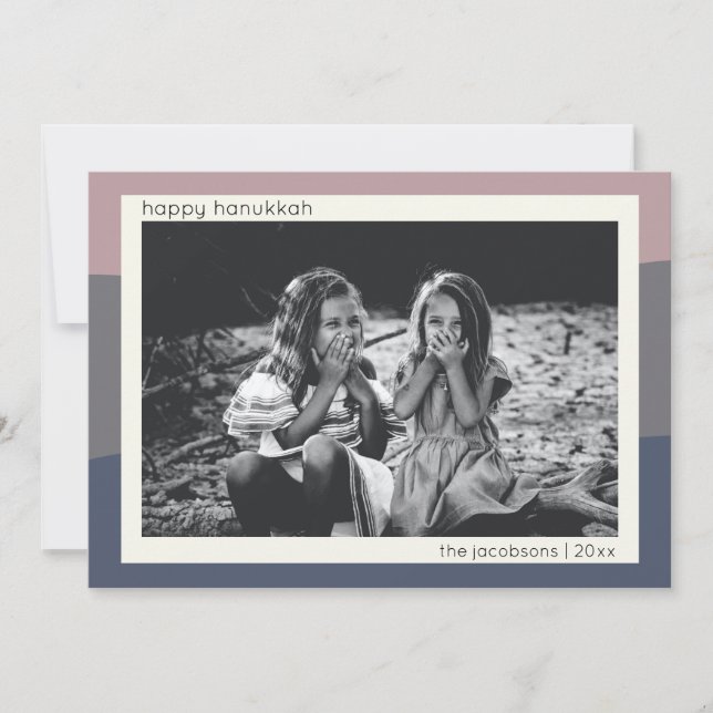 Earthy Boho Modern Abstrakt Rand Hanukkah Photo Julkort (Framsida)