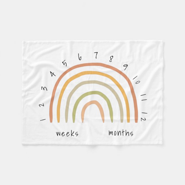 Earthy Boho Rainbow Milestone Ull Baby Blanket Fleecefilt (Framsidan (Horisontell))