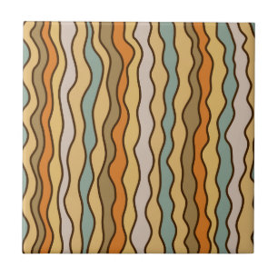 Earthy Boho Retro Vågigt Rand Kakelplatta